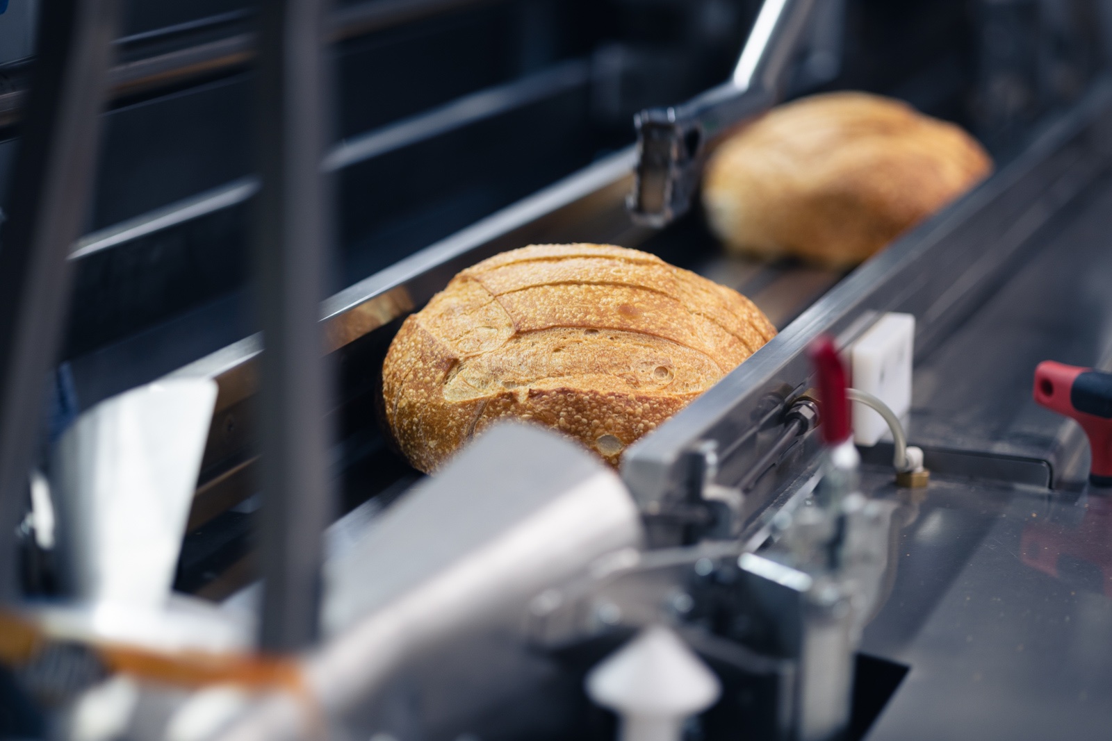 Sliced sourdough rounds being bagged with Ipeka Loafmaster